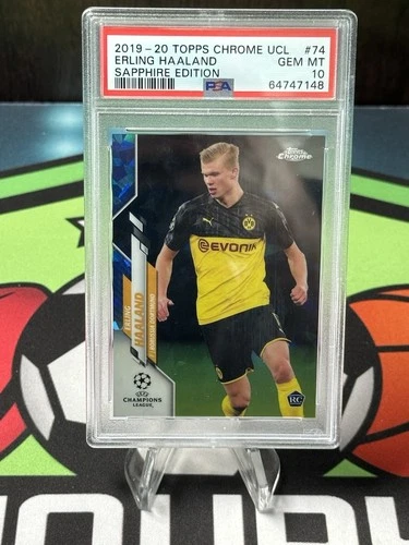 2019-20 Topps Chrome UCL Sapphire Edition - #74 Erling Haaland (RC) PSA 10