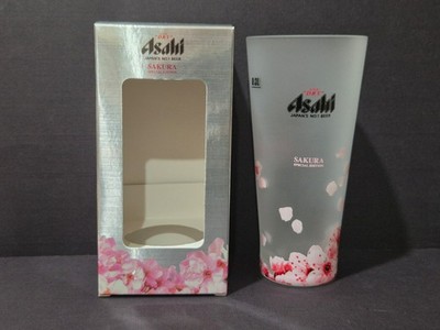 NIB Japan Asahi Beer Super Dry Frosted Beer Glass 0.3L Sakura Special Ed RARE
