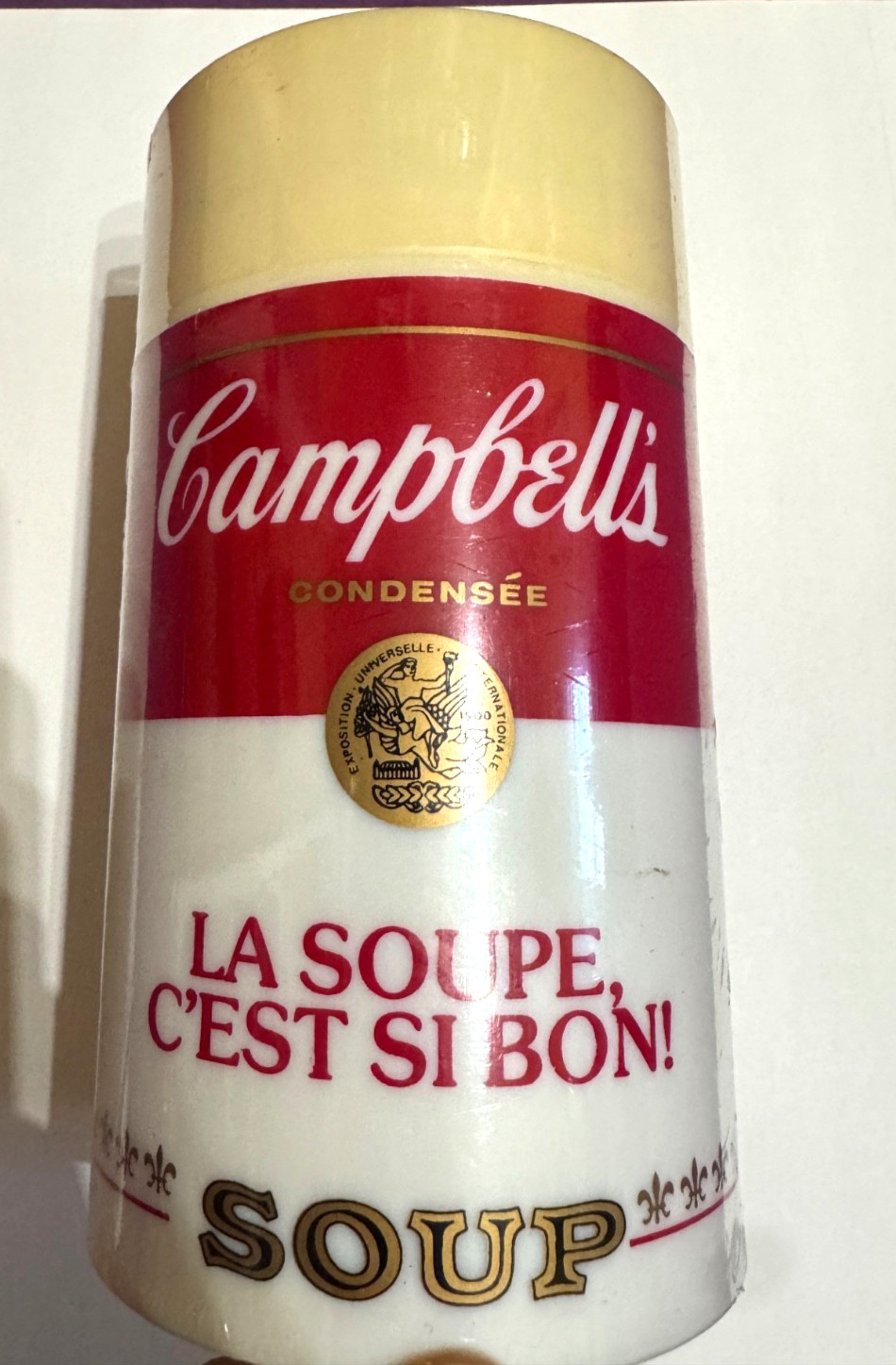 Vtg, New Sealed Campbell's Soup thermos container- ENGLISH & FRENCH SIDE-RARE