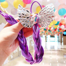Girls Cute Cartoon Bow Butterfly Colorful Braid Headband Hair Decorate Ponytail