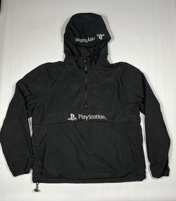 Sony Playstation H&M Divided Windbreaker Mens Medium Black 1/2 Zip Pullover