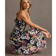 New Azazie Atelier Nia Multi Floral 3D Embroidered Midi Dress Size 14 Wedding