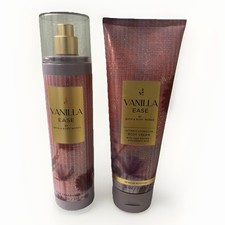 Bath  Body Works Vanilla Ease Set- 8 Oz Body Cream Lotion  8 Oz Body Mist, New