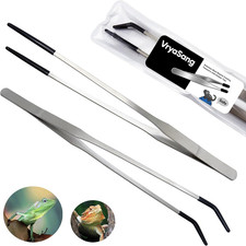 Vraysang 2 PCS 10.6" Stainless Steel Reptile Feeding Tongs with Rubber Tips, Str