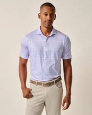 johnnie-O Featherweight Performance Polo - Warwick Stripe Porto Pink Size XL