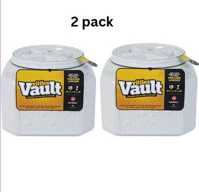 (2 Pack) Gamma2 Vittles Vault Outback 15lb Pet Food Storage Container Airtight