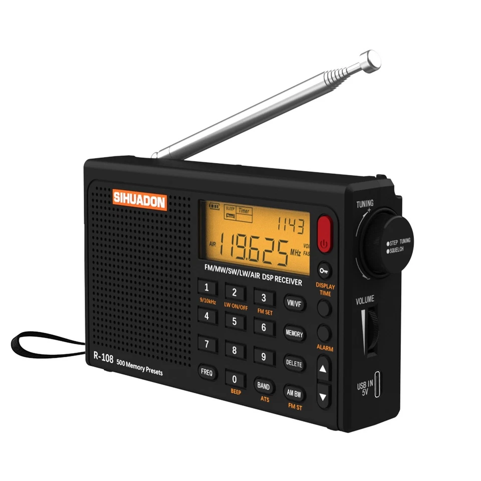 XHDATA R-108 Portable AM FM Stereo Radio LW/Shortwave/MW/AIR Band DSP Receiver - Image 2 of 4