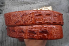 Red Brown Genuine Croco Hornback Skin Leather  Men's Belt - W 1.5 inch #Q46