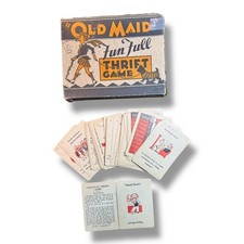 Vintage 1930s Old Maid Fun Full Thrift Card Game Russell Mfg Boxed Complete Set