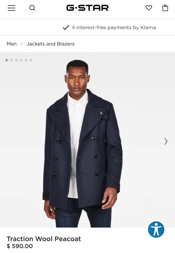 G STAR Men’s Traction Wool Navy Peacoat Size L - Image 2 of 4