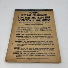 Vintage Pontiac Dealer New Car Pre-Delivery Inspection Form Pad PS-10 1940s 1950