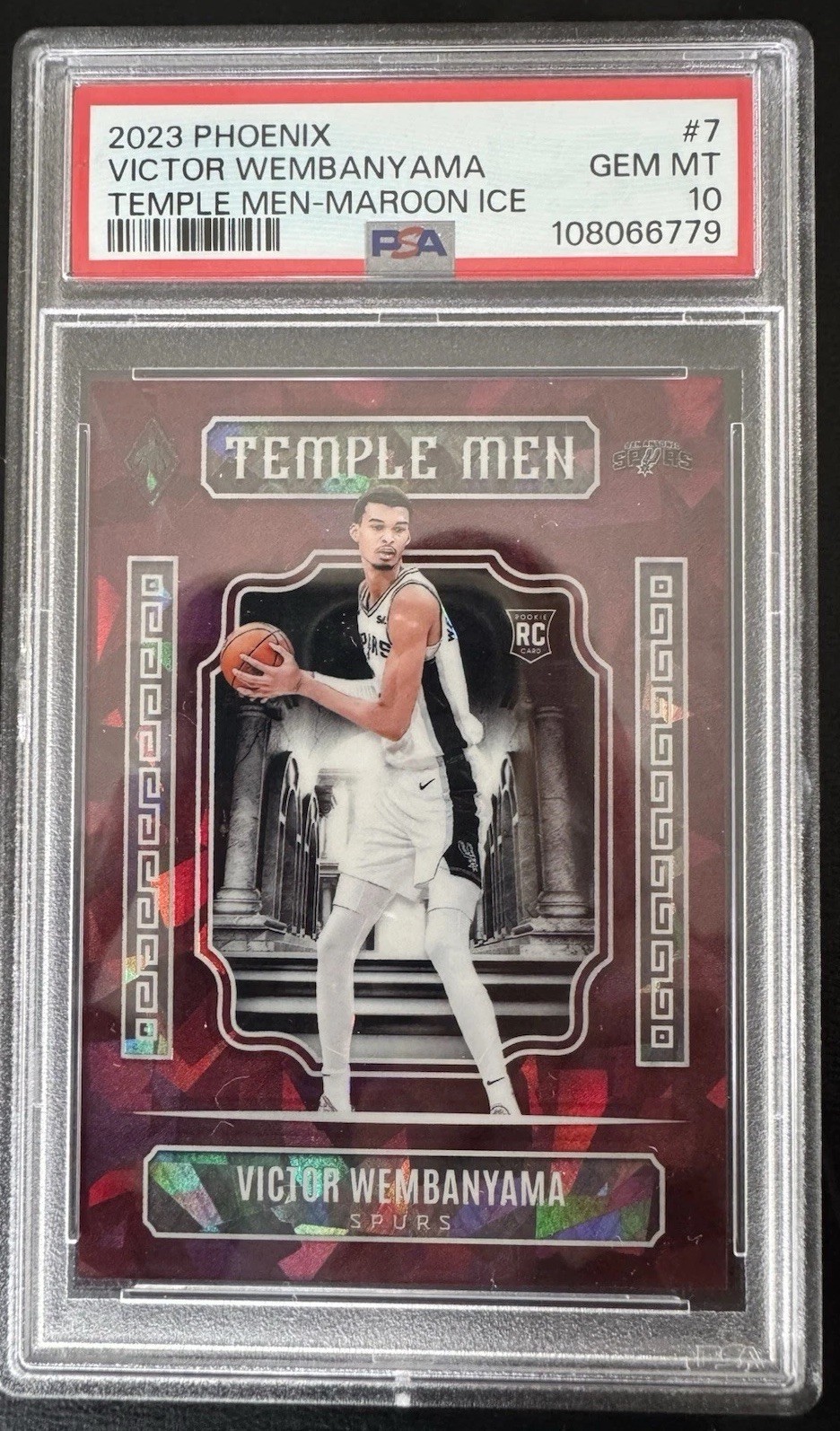 2023-24 Panini Phoenix Temple Men #7 Victor Wembanyama Maroon Ice /275 PSA 10 RC