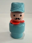 Vintage Fisher Price Little People Train Conductor Figure Blue Hat