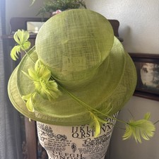 Sinamay stiff open weave Lime Green, Beautiful, Double Brim Formal Ladies Hat