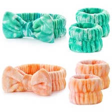 Wteehn 6pcs Headband and Wristband for Face 1 Count Pack of 6 , orange green