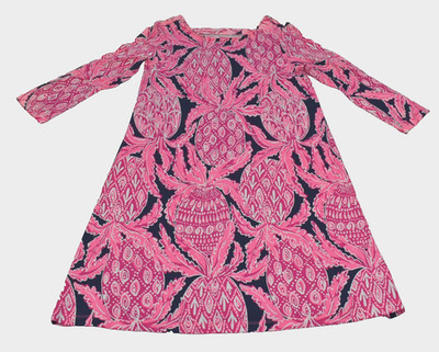 Lilly Pulitzer Sophie Women Dress Size S Coco Safari Purple Pineapple 3/4 Sleeve