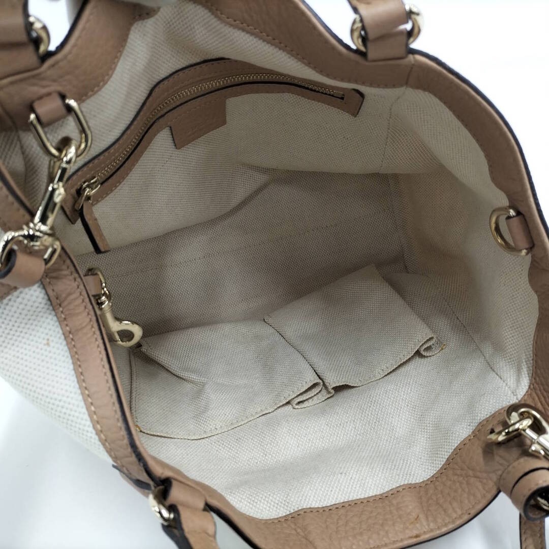 Gucci Soho Interlocking G Canvas Handbag 2WAY Off-White Brown Used thumbnail 9