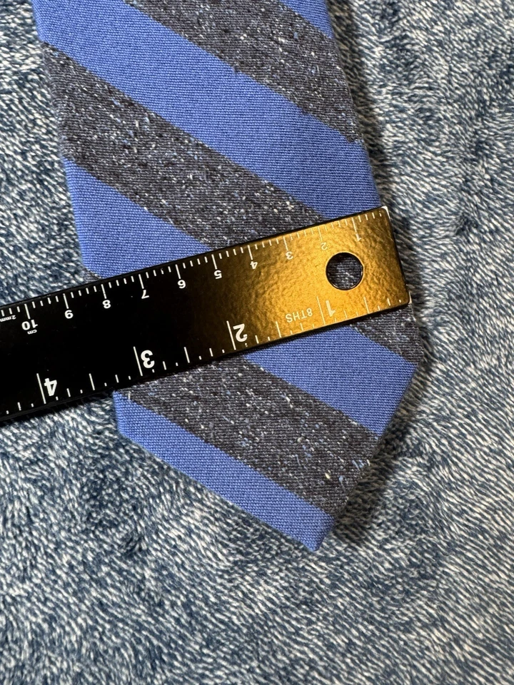 Gitman Bros 领带男式领带蓝色灰色条纹美国制造重型针织 — 第 4/4 张图片