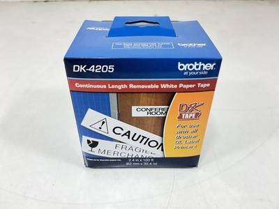 Brother DK-4205 Removable Continuous Paper Labels - 2.4'' x 100'