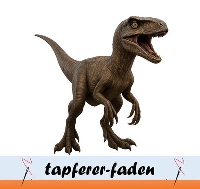 Bügelbild - Dino Raptor Dinosaurier - ca.18x18 cm DTF-Transferdruck - Bügelmotiv