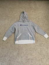 Champion Women s Gray Pullover Hoodie Size L White Cuffs