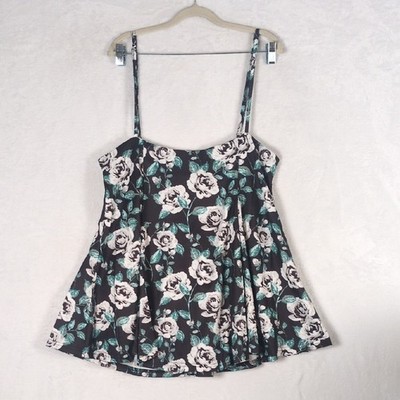 YOINS Women's Black Floral Rose Tank Top Size XXL