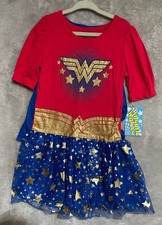 Wonder Woman Girls Dress Costume with Cape - Red, Blue and Gold Stars 5