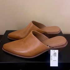 Banana Republic Womens Cognac Leather Pointed Toe Block Heel Mules Size 8
