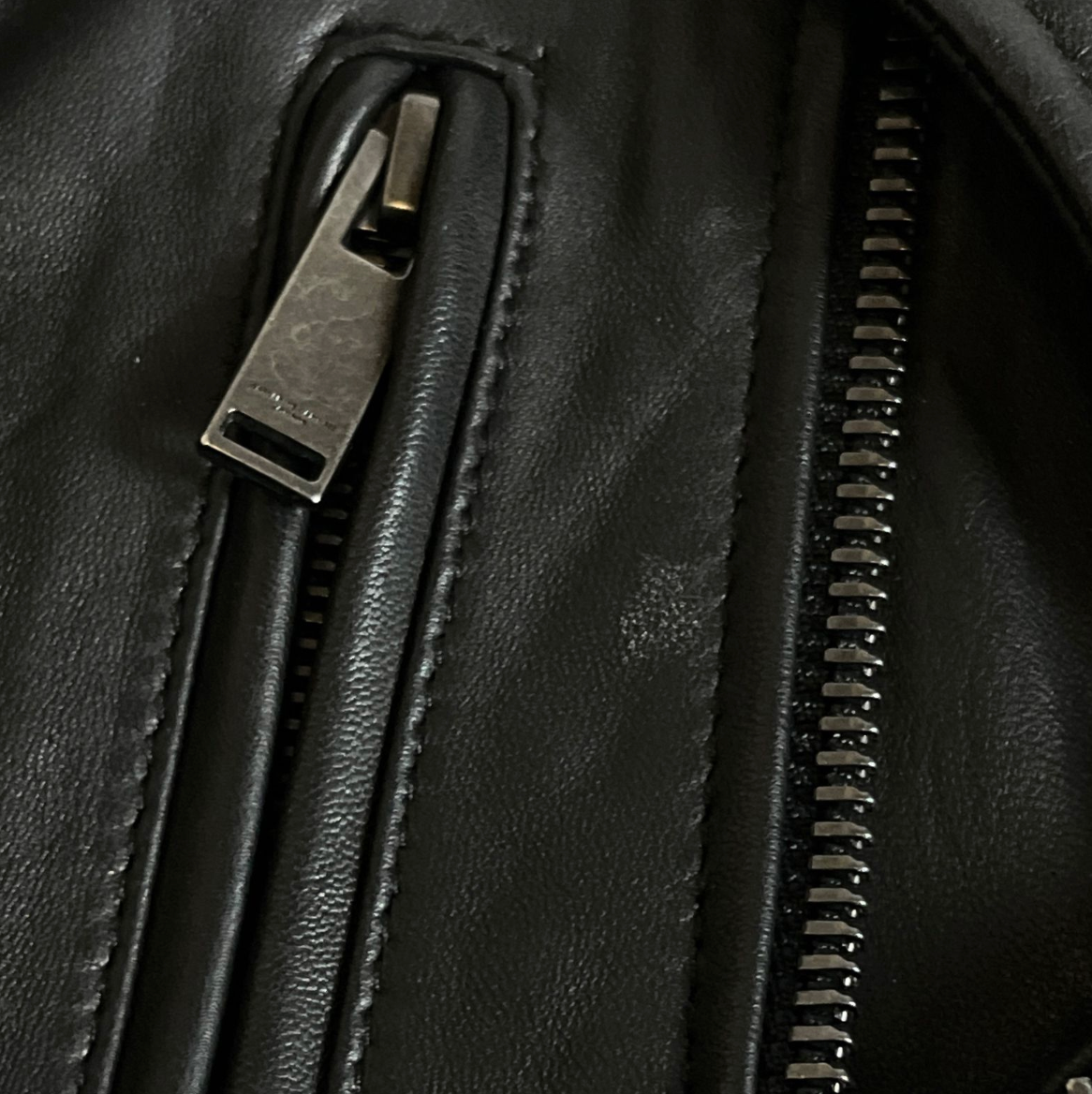 KATHARINE HAMNETT LONDON Black Sheep Skin Leather Riders Jacket