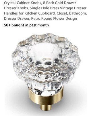 green emerald velvet dress Gold Drawer Pulls Crystal Pulls Handle Glass Dresser Knob Pull Clear Crystal  Decorative Pulls Drawer Pulls Cabinet knob (Large Knob with Back Plate) main image 0