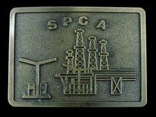 SF11114 VINTAGE 1970s  SPCA  OILFIELD BRASSTONE BELT BUCKLE