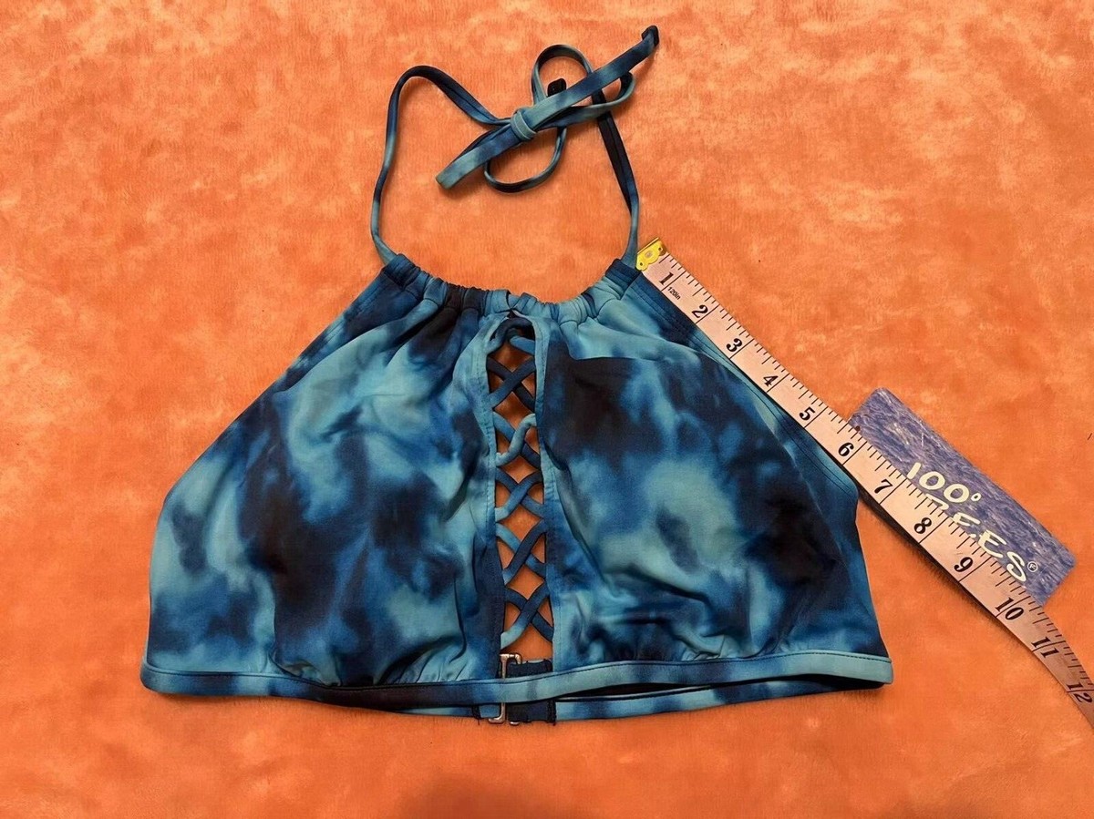 NEW WOMAN'S 100 DEGREES FUCHSIA TIE-DYE HALTER SWIM TOP SZ M(8-10