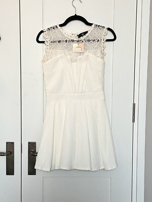 Rojita White Lace Embroidered Dress UK Size 6