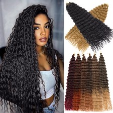 Long Boho Crochet Braid Deep Water Wave Braids Curly Braiding Hair Extensions US