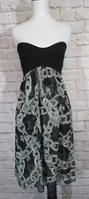 Diane Von Furstenberg Asti Strapless 100% Silk Dress Size 4 Black Printed  #7063