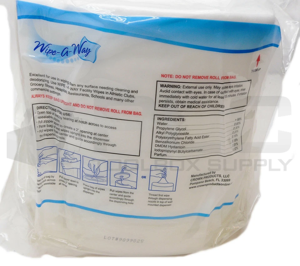 BOX OF 2 NEW WIPE-A-WAY 20N125C FACILITY WIPES ALL SURFACE ONE STEP CLEANER - Image 3 of 4