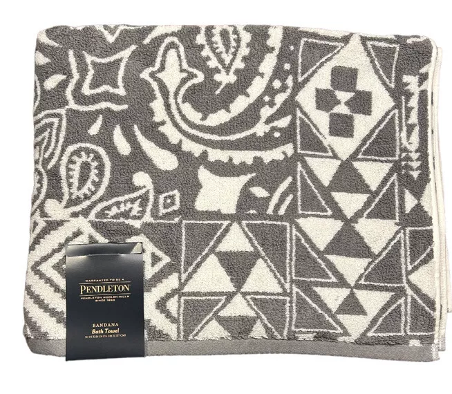 Pendleton Woolen Mills Bandana Gray Towel Set 2 Bath Towels and 2 Hand  Towels