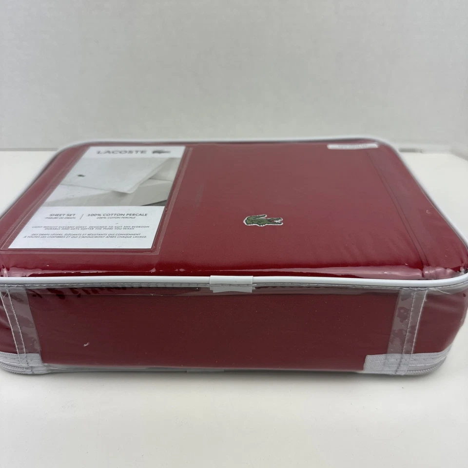 Juego de sábanas lisas Lacoste 100 % algodón percal - chile doble NUEVO Foto 4 de 4