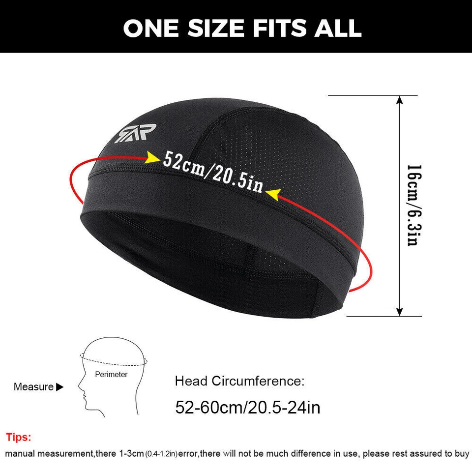 2 PACK Cooling Sports Skull Cap Helmet Liner Sweat Wicking Cycling Running Hat - Image 4 of 4