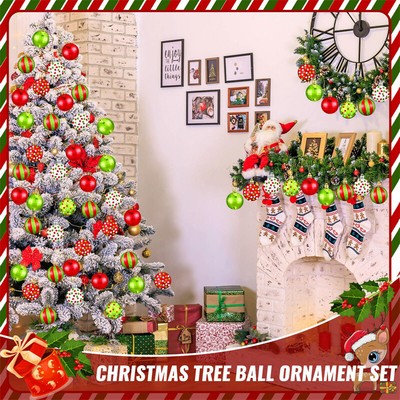 12pcs Electroplating Christmas Balls Elf Balls Color Painting Xmas Tree Hang-qp