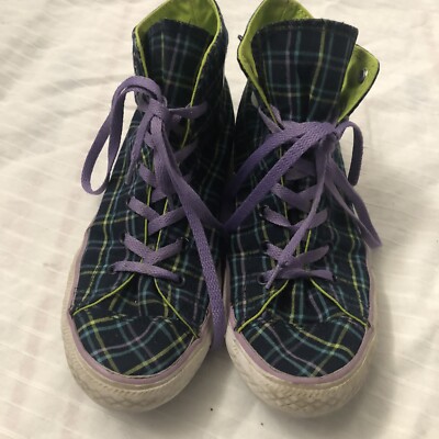 Converse All Star Hi Top Black Plaid Sneakers Women's US Size UK 