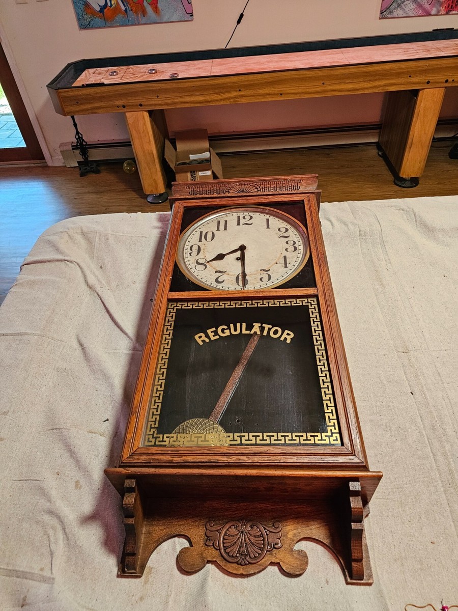 Ingraham regulator clock/36 x16 x5/time only/pen and key/ sat for