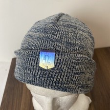 42 Degrees North Knit Cap Snow Ski Beanie Heather Blue Loose Fit Tag Logo