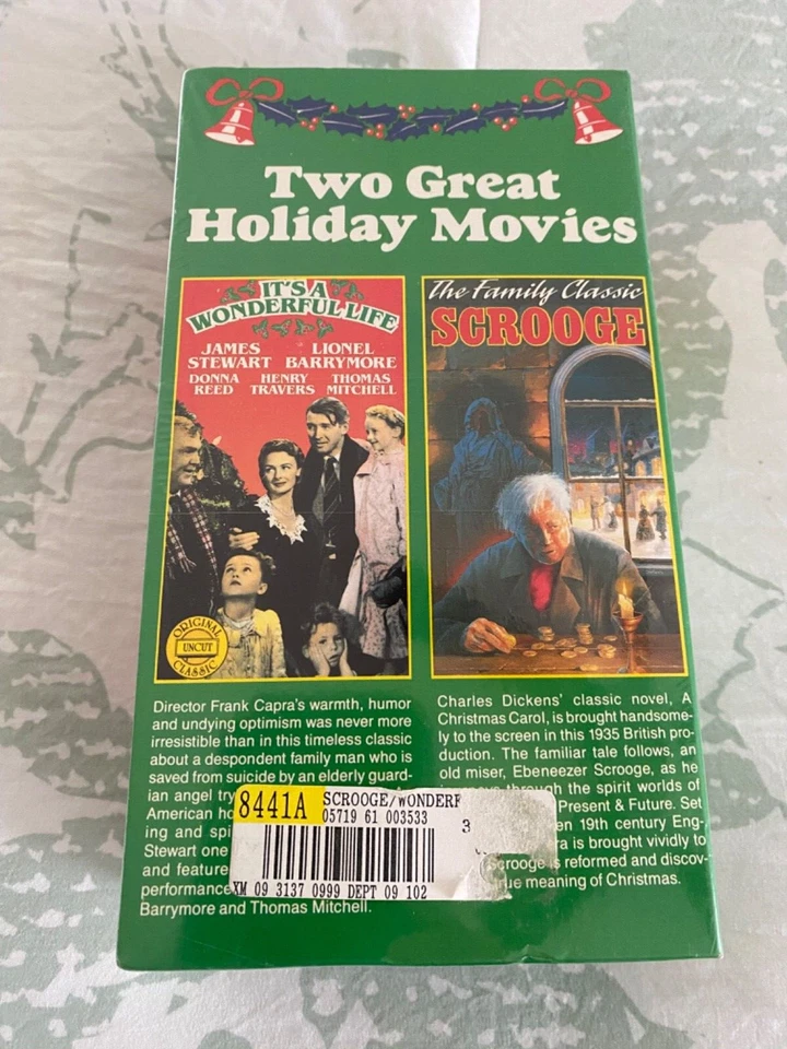 1991 Holiday VHS 2 Movie Set Scrooge and It's A Wonderful Life Boxed Set Sealed - Image 3 of 4