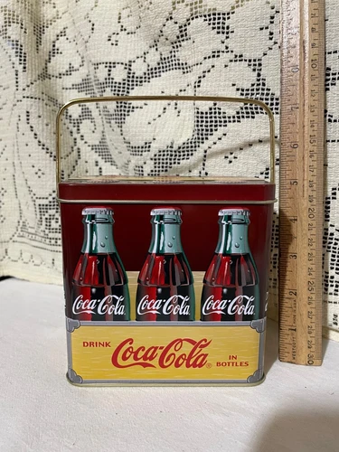 VINTAGE Coca Cola Tins Retro Style Cooler & Bottle Carrier with Handle