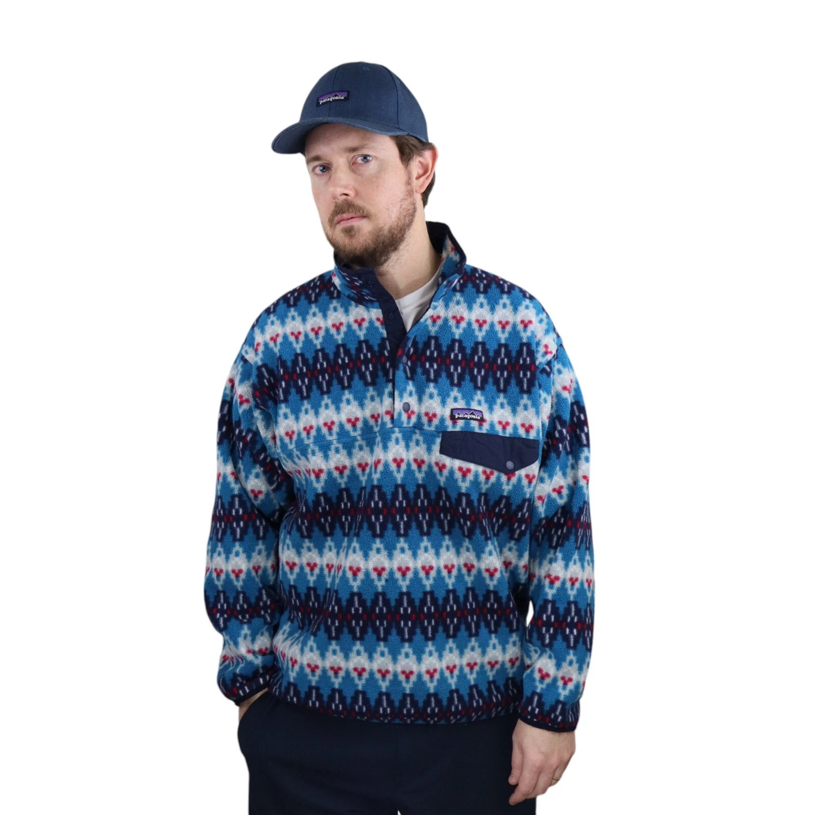 patagonia aztec forest carpet synchilla fleece snap-t pullover jacket