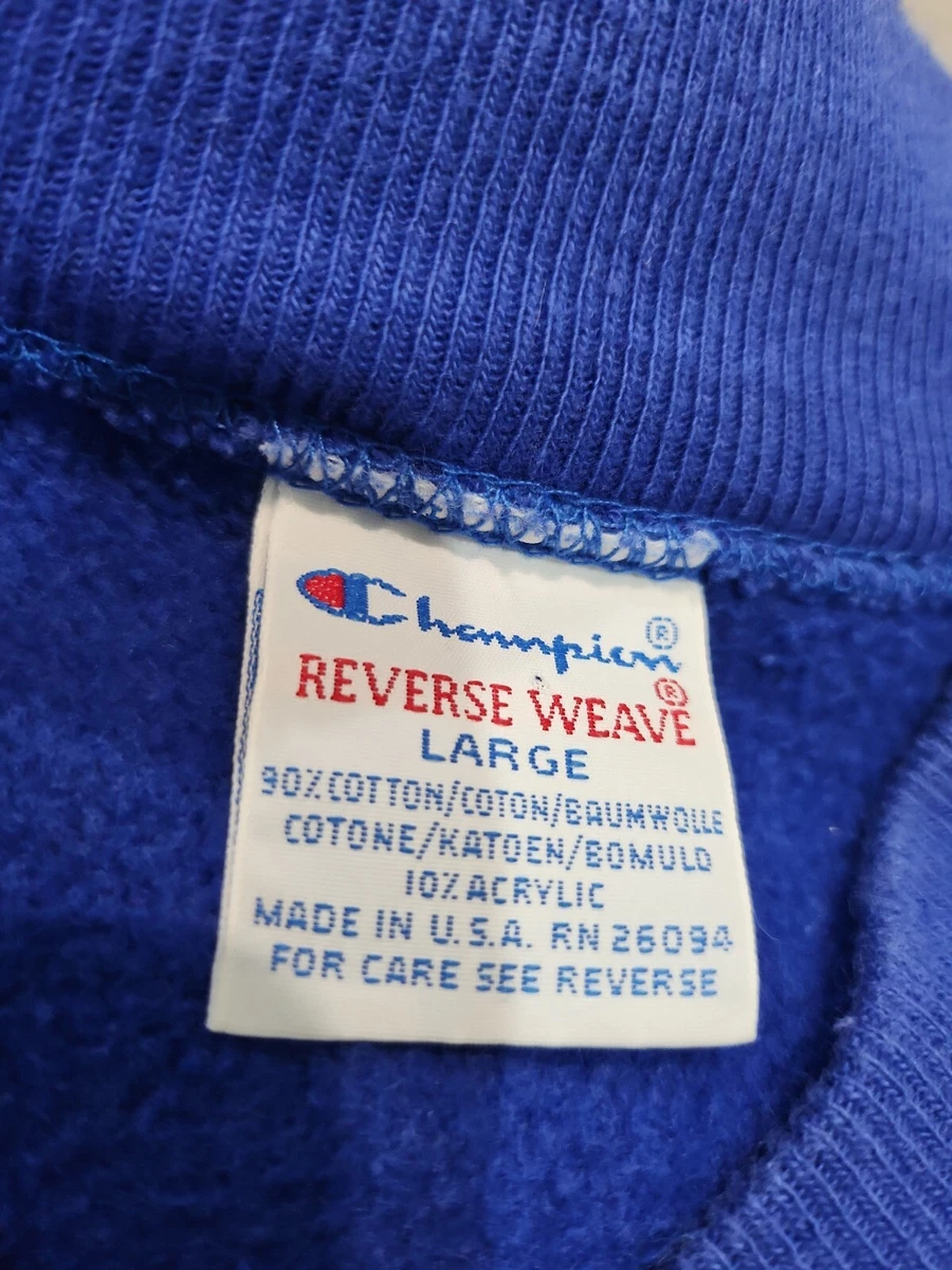 Champion Reverse Weave Cardigan Sweatshirt 90s USA Made Blue 2 Pocket Snap Sz L