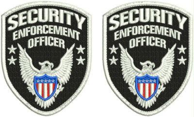 SECURITY SHOULDERS  EMBROIDERY PATCH 4.5X3.75''X Velcr@ On Back White On Black