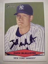 ZACH McALLISTER signed YANKEES INDIANS 2007 Bowman Heritage baseball card AUTO