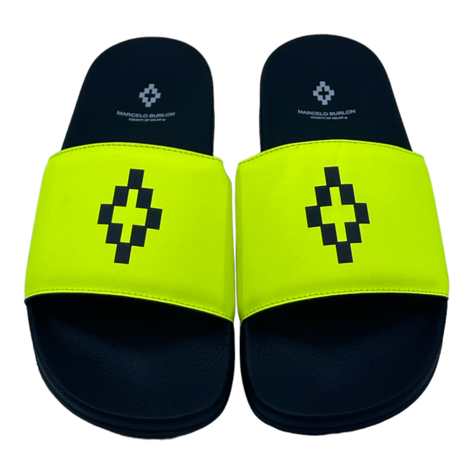 Мужской кроссовый слайдер Marcelo Burlon Черный флуоресцентно-желтый - АБСОЛЮТНО НОВЫЙ В КОРОБКЕ 14690₽